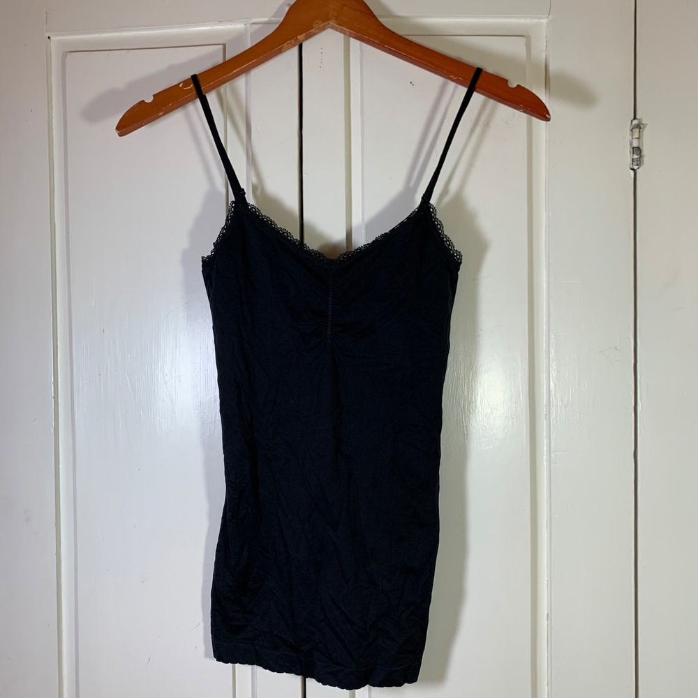 Victoria's Secret Black Lace Trim Ruched Bustโ Camisole Tank Top Small Festival